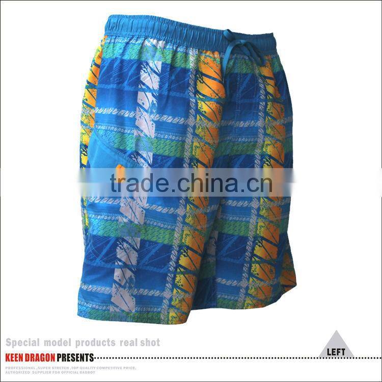new design mens 100% polyester colorful swim shorts