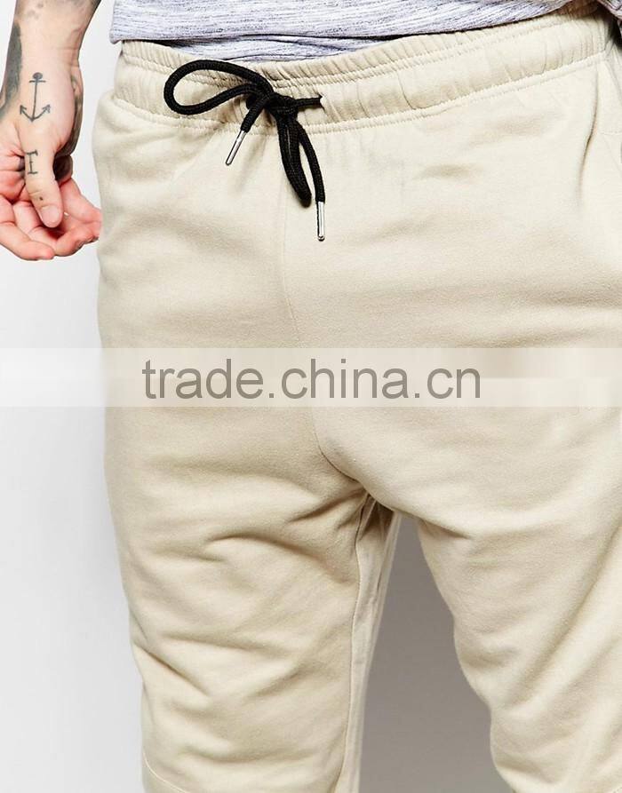Custom design 100% cotton mens skinny joggers with pulling rope