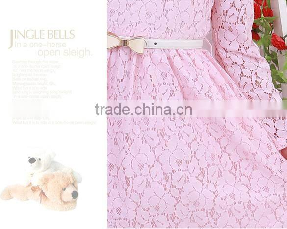 2014 New Arrival Baby Kids Children's Girls Long Sleeve Lace Princess Dress With Belt SV012213 #