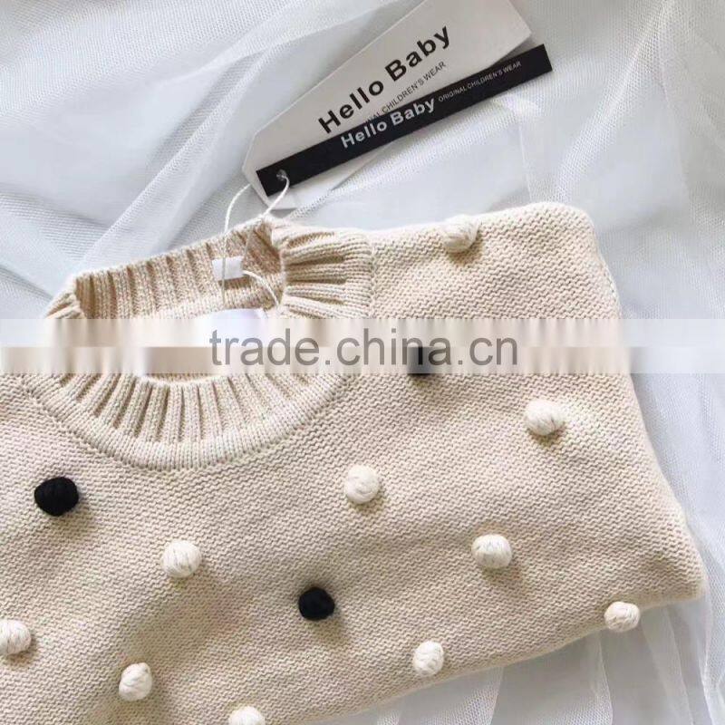 1-7 years 2017 New Wholesale Autumn Cotton Knitted Embroidery Balls Kids Girls Sweaters (pick size)