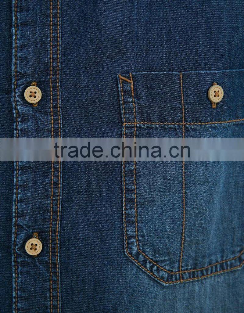 Top quality long sleeve washed mens denim shirts
