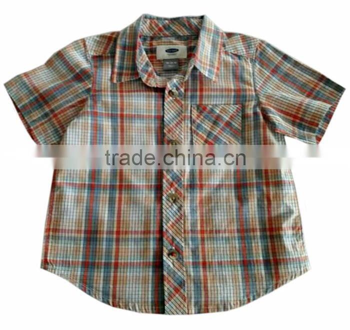 2017 New Model Cotton Plaid Button-Front Kids Boys Casual Shirts