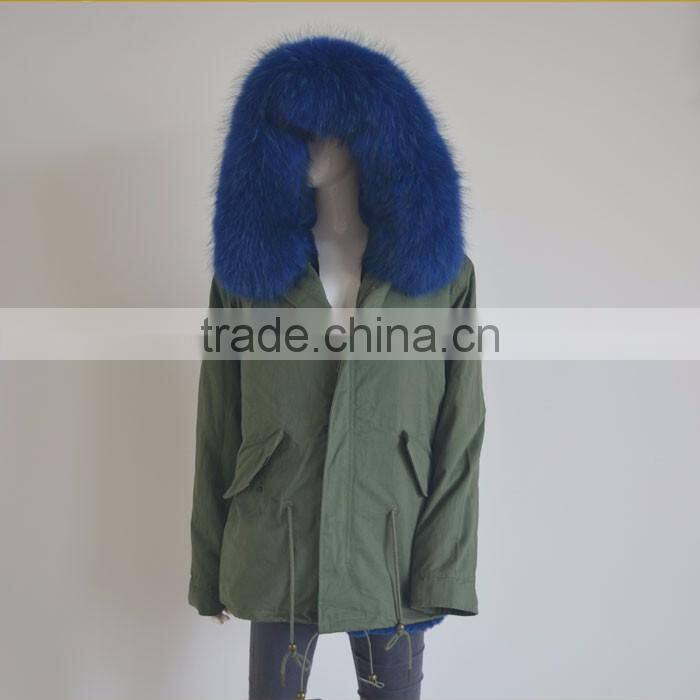 Myfur High Quality Removable Faux Fur Lining Matched Color Raccoon Fur Hood