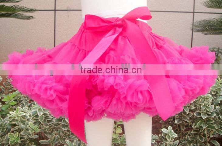 2014 New hot charming Super Fluffy Girls Party Dance Coral Pettiskirts Ballet Girls Ruffled Tutu Fluffy Chiffon Soft Pettiskirt