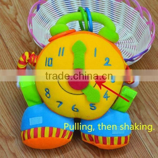 Funny shaking clock baby educational plush toys baby bed hanging toys
