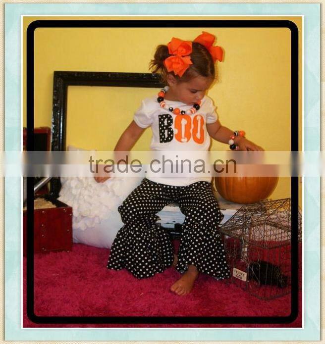 Lastest Halloween girls Wholesale Pumpkin embroidery Boutique outfits Clothing sets