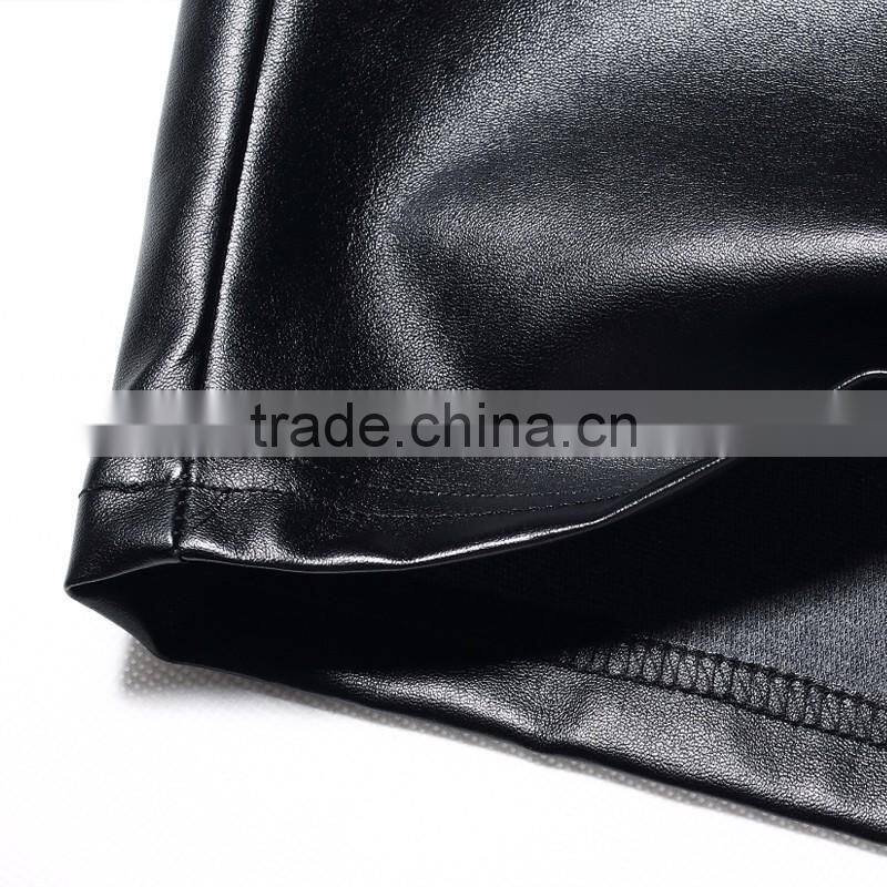 Mens fashion Hip-hop streetwear leather shorts/middle pants