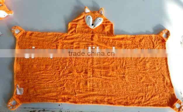 100%cotton children velour printed hooded towel