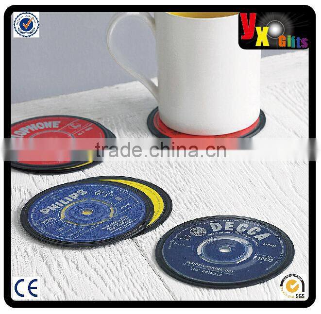 Set Of Six Round Leather Coasters by Artbox