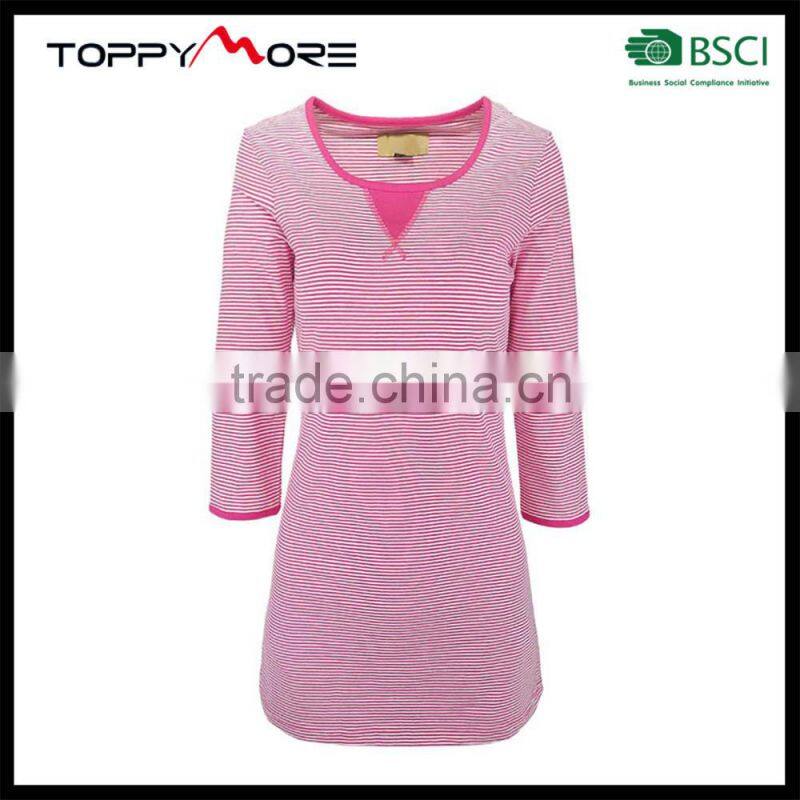 T056-3545RR OEM Stripe T Shirt Dress Raspberry