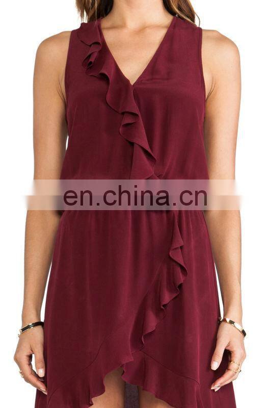 CHEFON Ruffled high-low designer long dresses