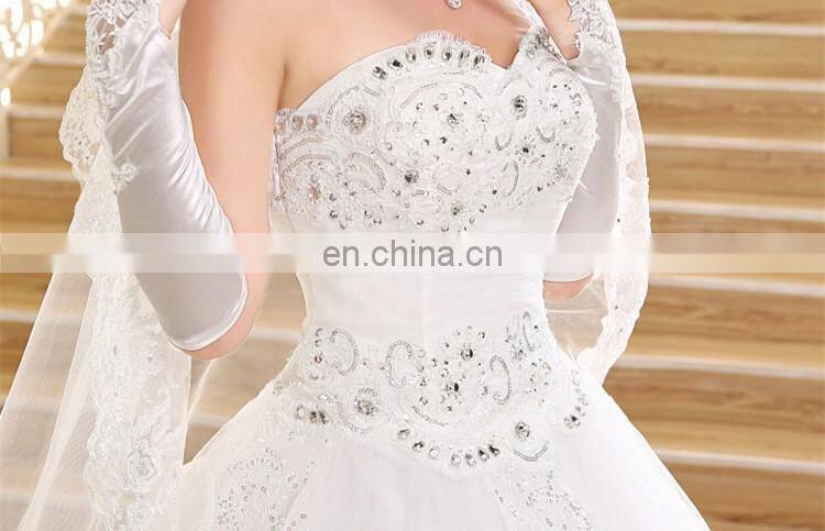 HS1623 2017 Lace Strapless Wedding Dress With Long Train Bridal Ball Gown