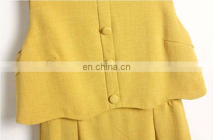 Wholesale ladies sleeveless yellow dress