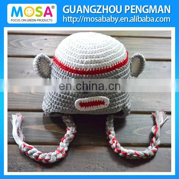 Baby Hat Baby Beanie,Crochet White Grey Sock Monkey Hat Lovely Beanie Newborn Hat