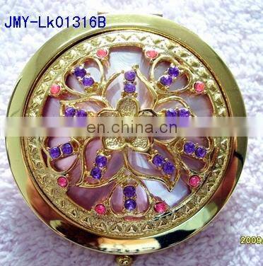 3D decoration gold metal compact mirro