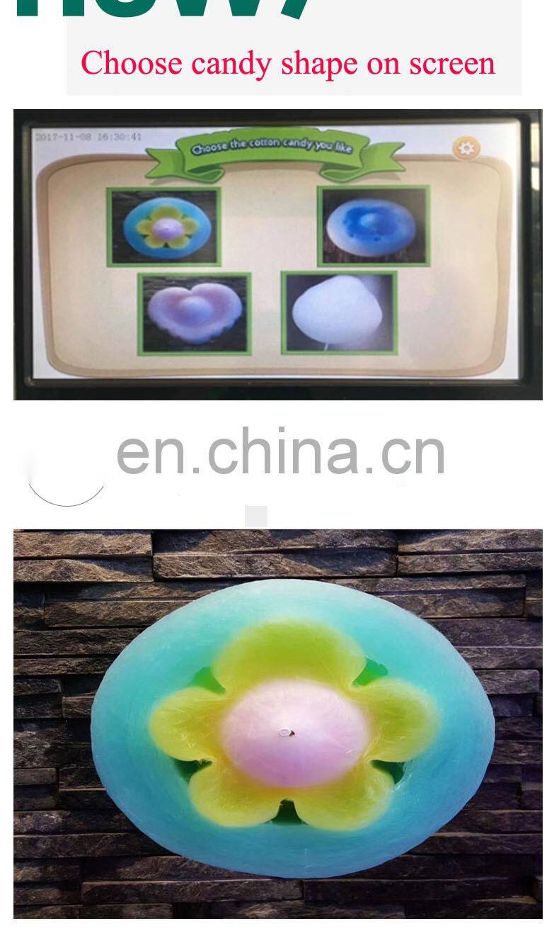 intelligent cotton candy making machine heart shape flower shape cotton candy maker colorful cotton candy robot machine without