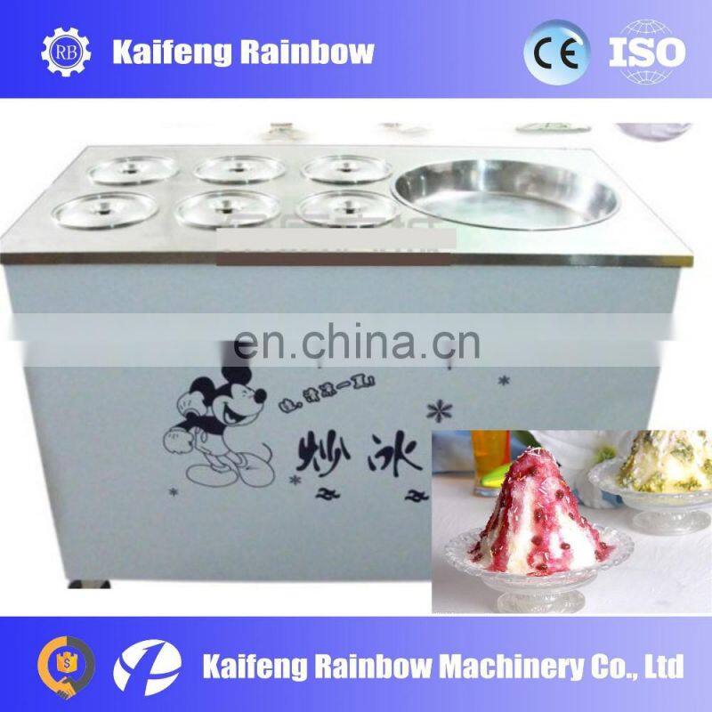 Factory Price single square pan fried ice machine with six buckets fried ice cream roll machine ice cream frying machine