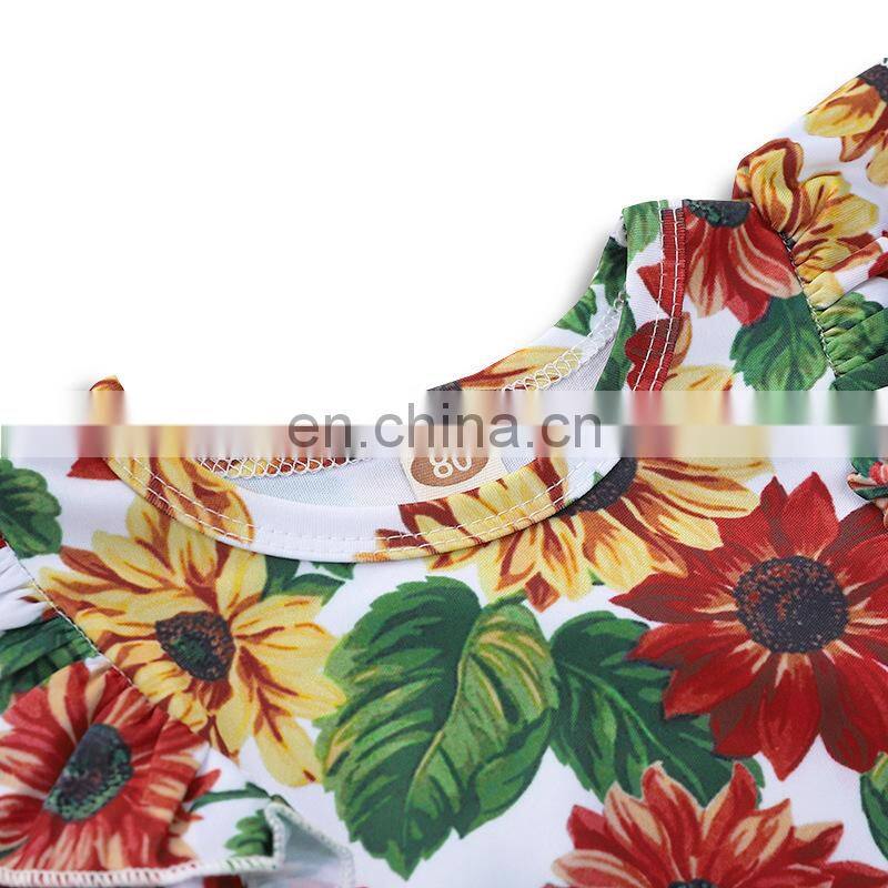 Baby Girl romper Sunflower Newborn Long Sleeves with headband 2PCS Baby clothes romper 3-18M