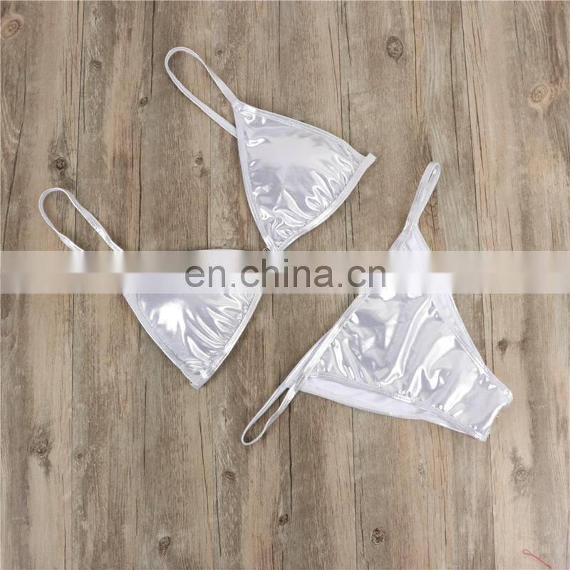 New Gold-stamped Bikini Sexy Pure-color Lady's Split Swimming Suit with Brassiere Cushion