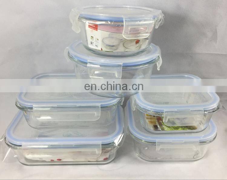 Microwave oven safe glass food storage container with snap locking lid