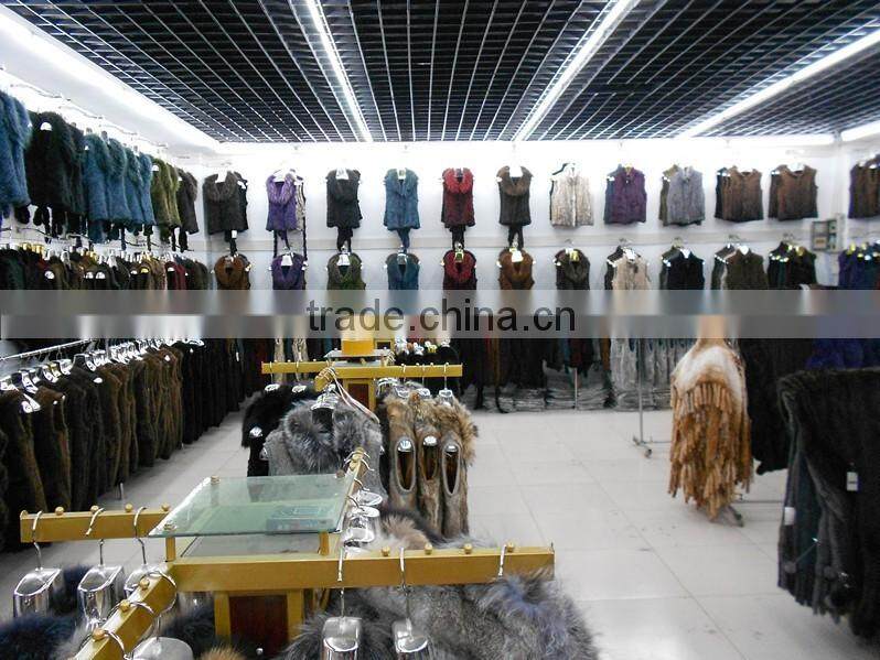 Great Fashionable Lady's Real Raccoon Fur & Rabbit Pelt Leather Clothing