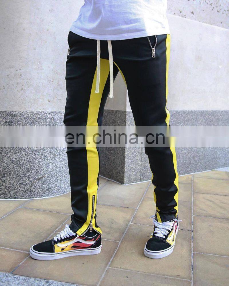 Summer drawstring trousers zipper double pocket long men's sports casual pants