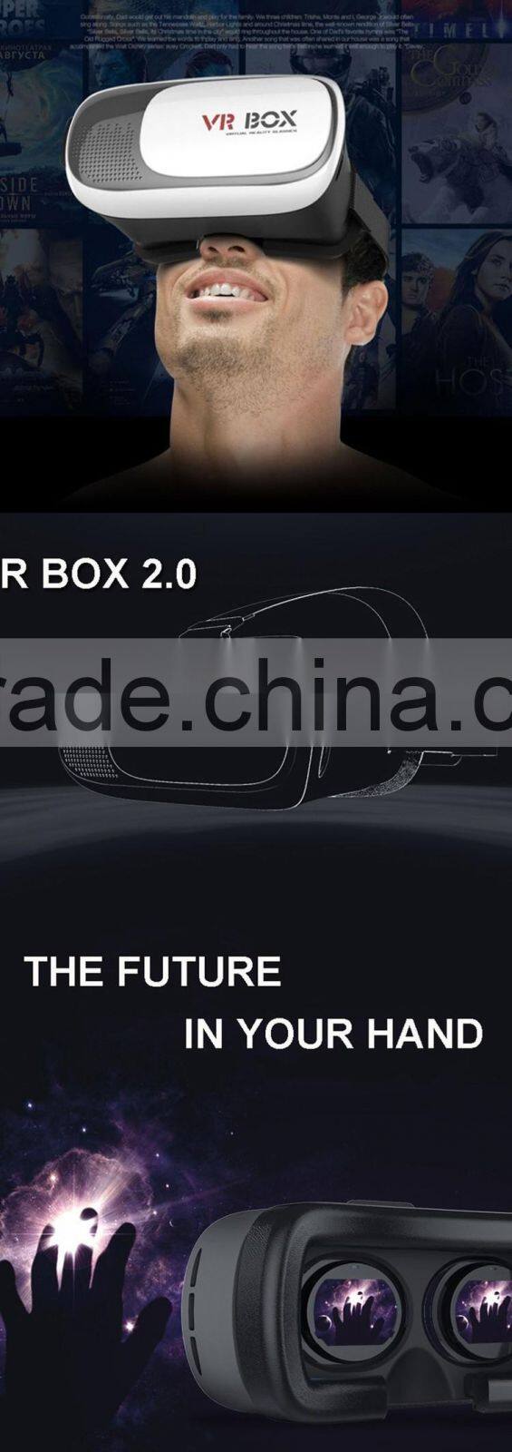 Newest high technology vr box 2nd Generation Distance Adjustable VR Box 3D Glasses