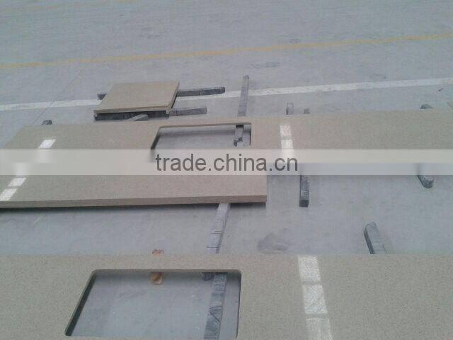 Chinese Quartz Countertops with Backsplash and Square Sink Cut-out