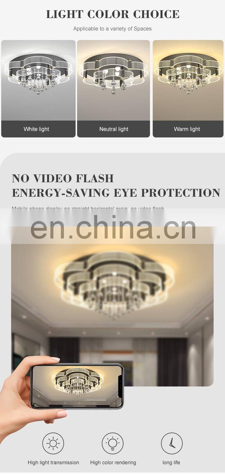 Luxury Decoration Indoor 24 36 108 128 W K9 Crystal Modern Bedroom Living Room LED Ceiling Lamp