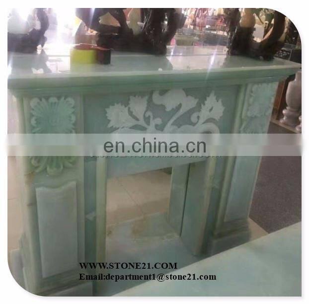 Decorative stone fireplace mantel