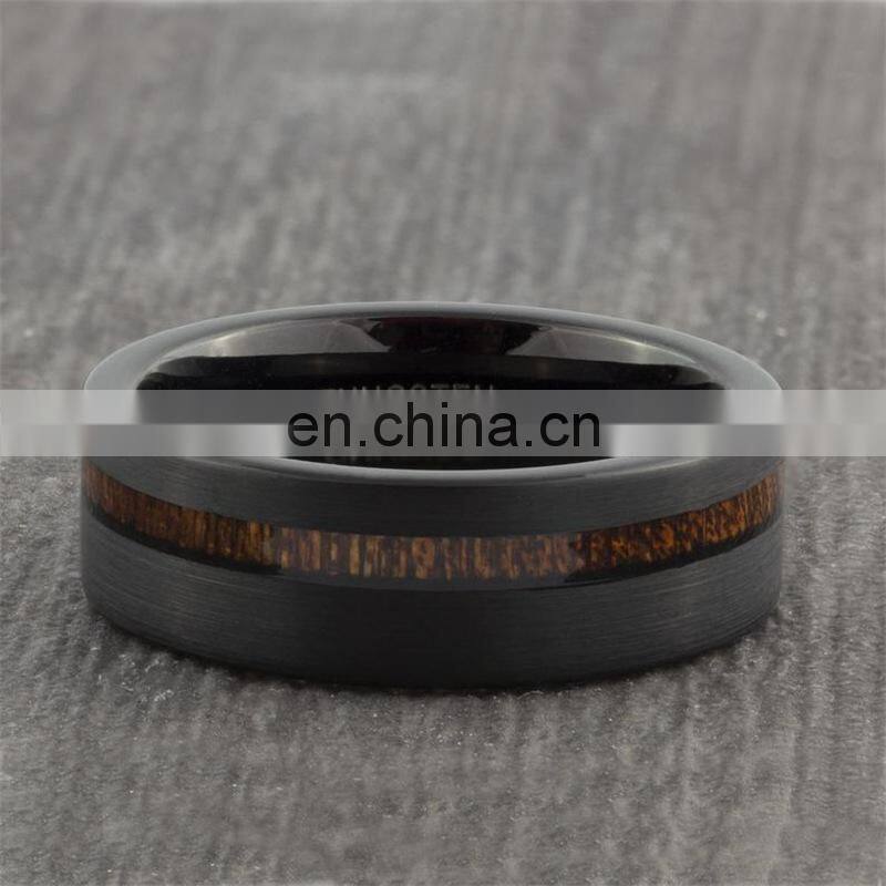 Black Wood GrainStainless Steel Ring Men's Fashion Ring Accessories