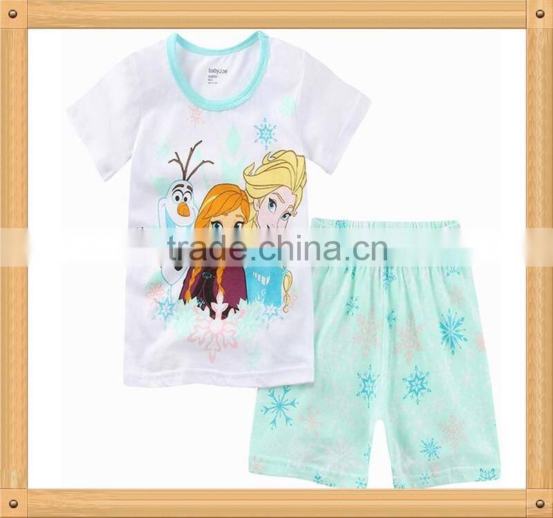 2016 Wholesale Children's Boutique Clothing For Baby Summer Sets With Cartoon Tu Printing
