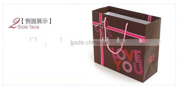 coffee color with UV printing gift paper bag/paper shopping bag