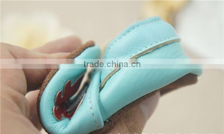 2016 Fashion Style Leather Shoes Crab Full Cowhide Infant Baby Shoes Blue Newborn Soft Bottom Prewalkers