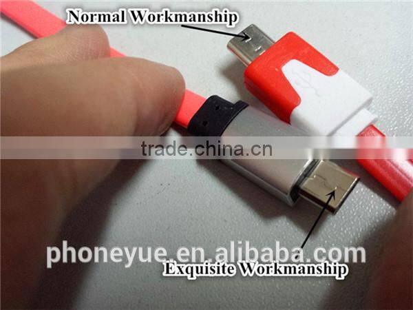 1m colorful aluminium alloy micro usb flat cable for samsung