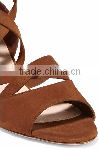 The New Summer 2016 High Thigh Lace Up Brown Color Fake Suede Bohemian Women Sandals