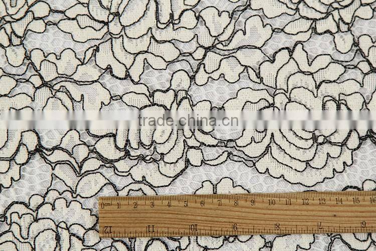 wholeale cheap high quality white cord lace fabric for sale