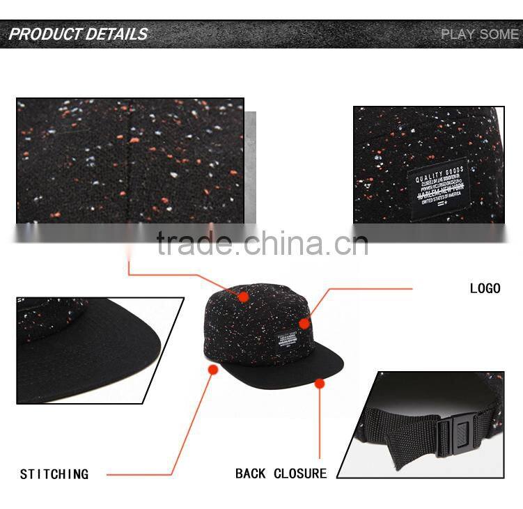 100% wool custom embroidered 5 Panel snapback hats wholesale