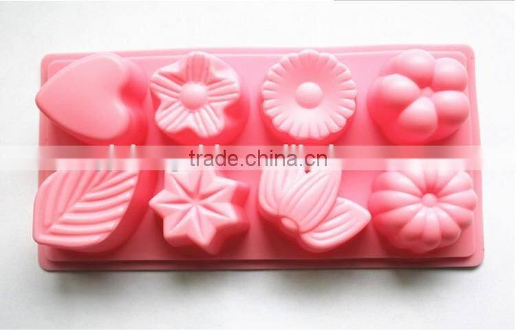2016 Hot sale food grade FDA and LFGB 6 hole new creative metal colorful silicone cake mold