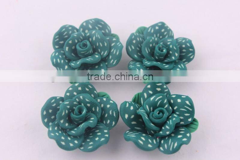 AAA Quality lime green clay flower beads in bulk!wholesale loose chunky polymer clay flower shaped beads for jewelry!