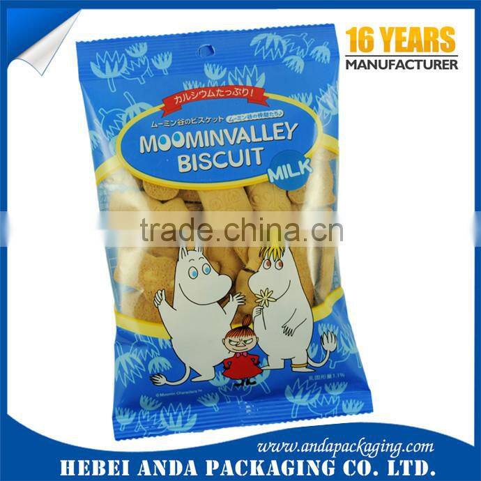 Custom cookie palstic packaging, cookie wrapper pouch biscuits packaging with clear window
