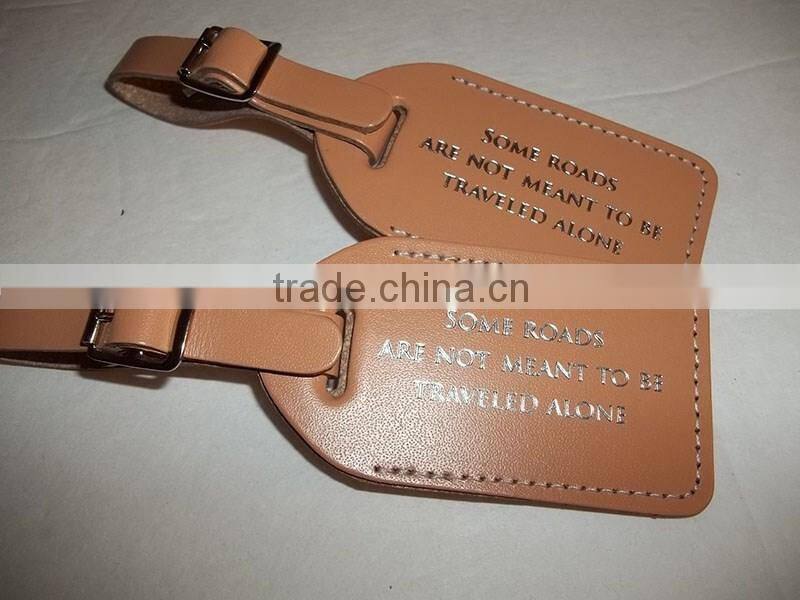 Custom Debossed Words Wedding Leather Luggage Tag