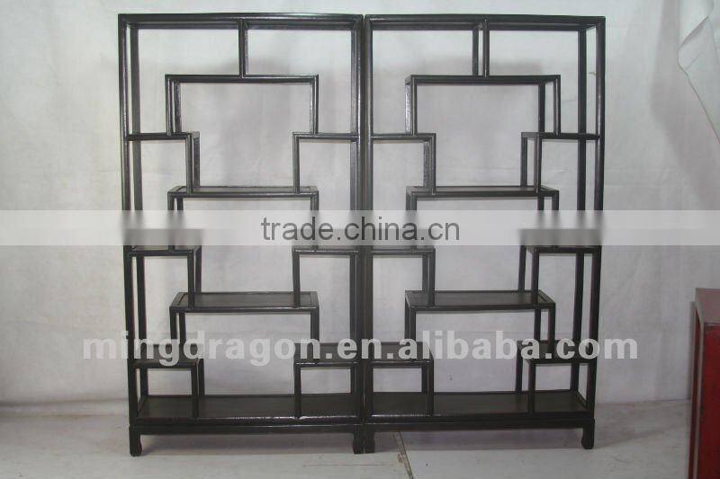 Chinese antique furniture Black Shanxi pine wood bookshelf