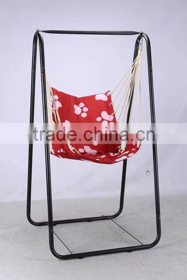Foldable single seat hanging rope swing chair with stand