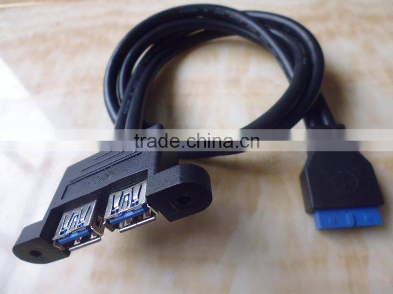 high quality USB AF*2 TO 20P Housing 3.0 cable