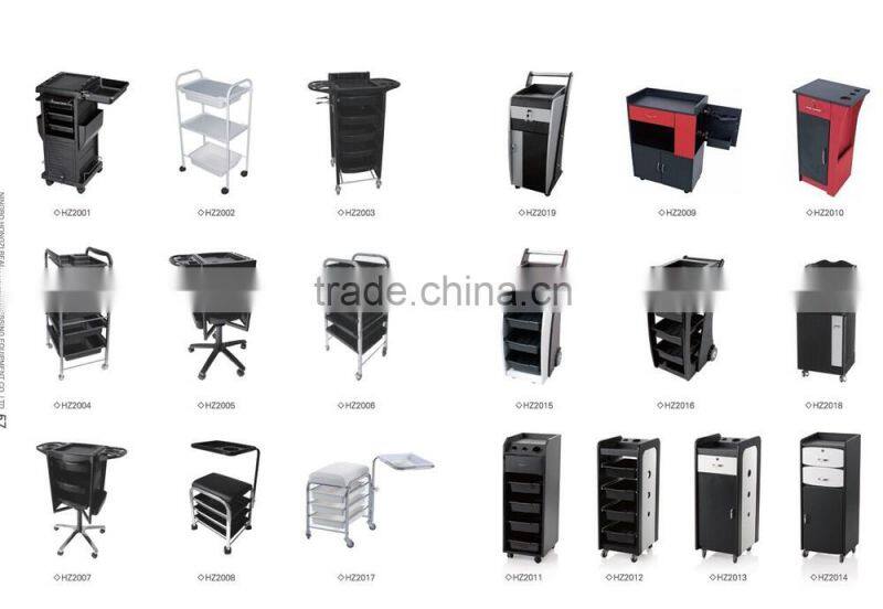 2015 HONGZI wooden salon trolley with red and black beautiful color