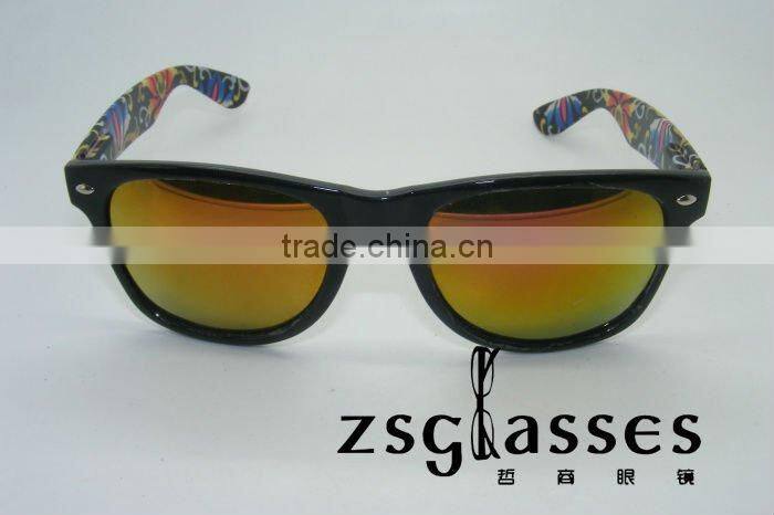 Fashion cheap promotion sunglasses/ factory design full color mirror glasses printing logo/spectacles/transparent lens glass