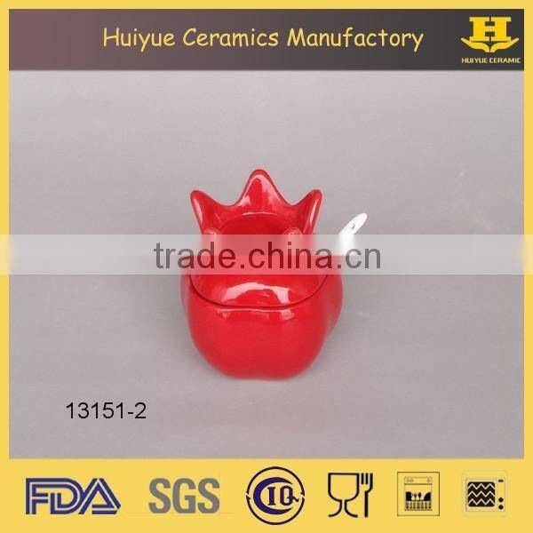 ceramic sugar bowl, sugar bowl with lid and spoon, sugar bowl pineapple shape