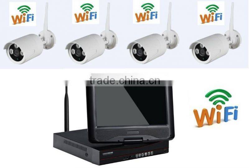 2015 hot selling plug and play 4 channels wireless NVR kit with 7 inch screen