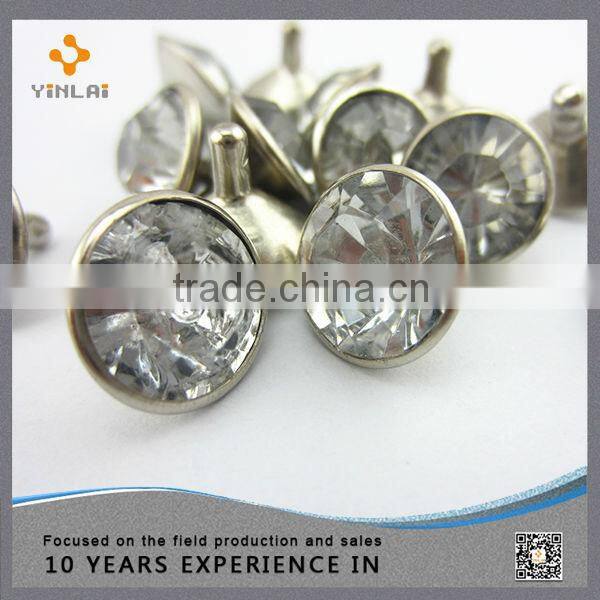 Leather crystal rhinestone decoration custom metal rivet